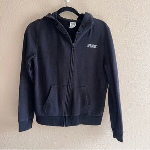 Pink Victorias Secret Black Women’s Full Zip-Up Hoodie Size Small